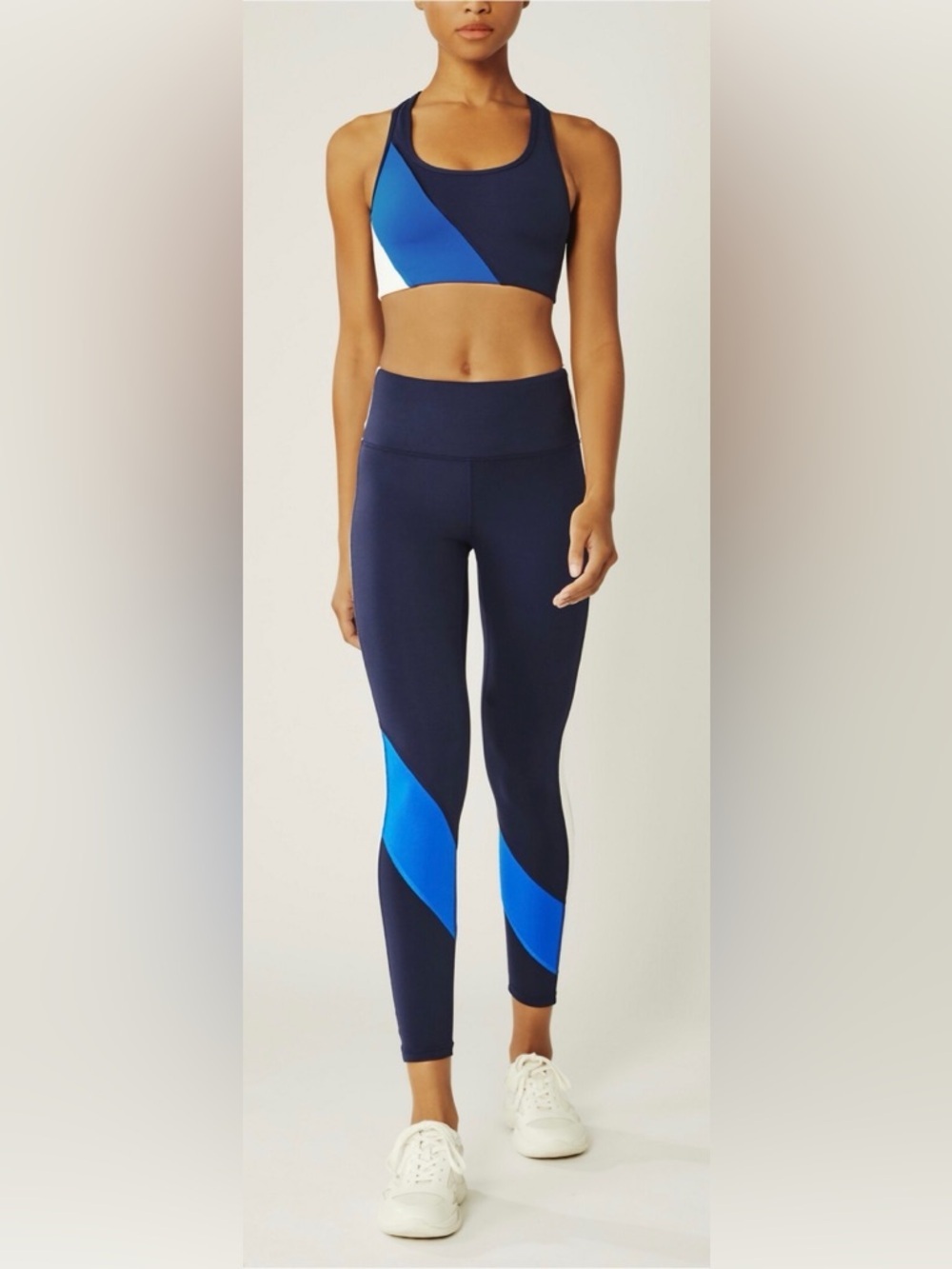 Tory Sport Super HighRise Weightless Color Block Leggings -Tory Navy & Surf Blue